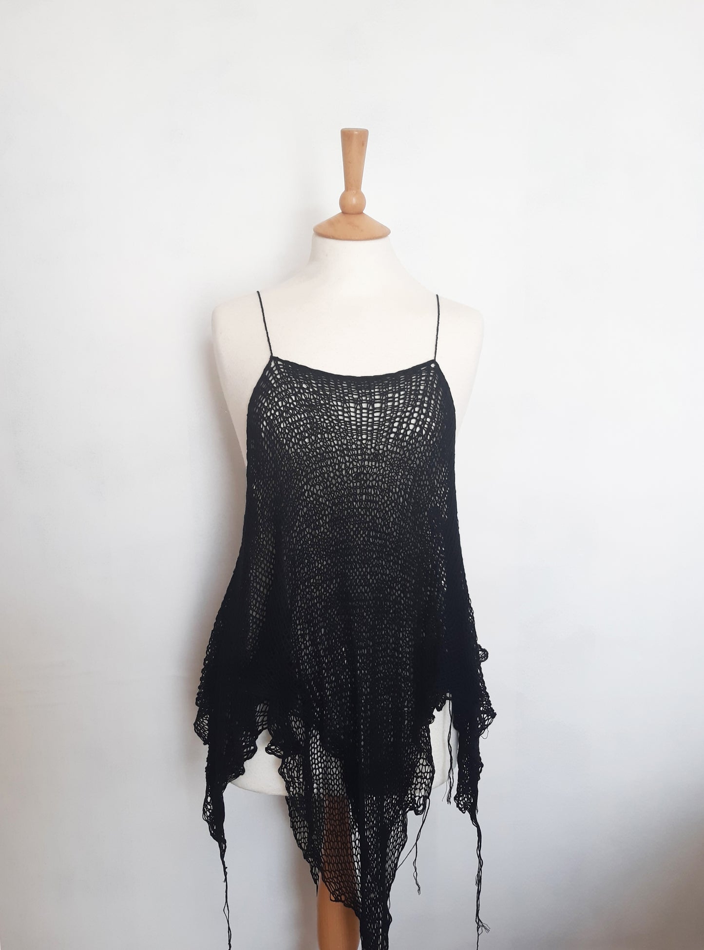 Black Loose Knit Double Layer Vest Top