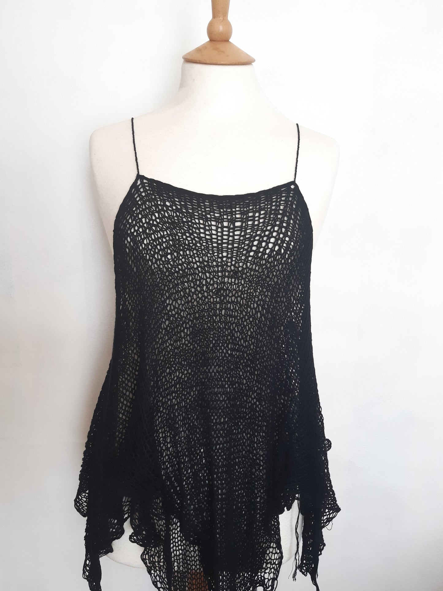 Black Loose Knit Double Layer Vest Top