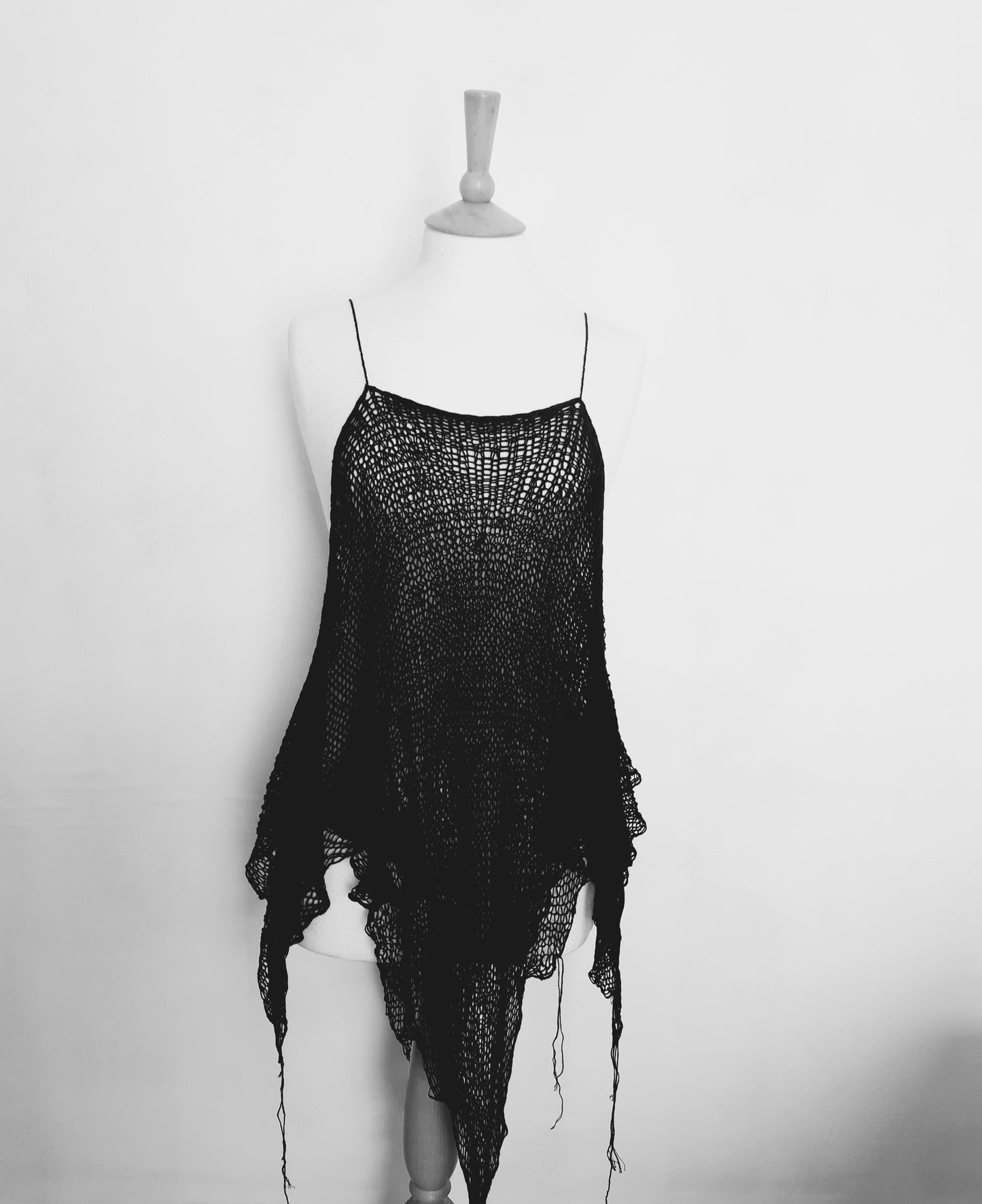 Black Loose Knit Double Layer Vest Top