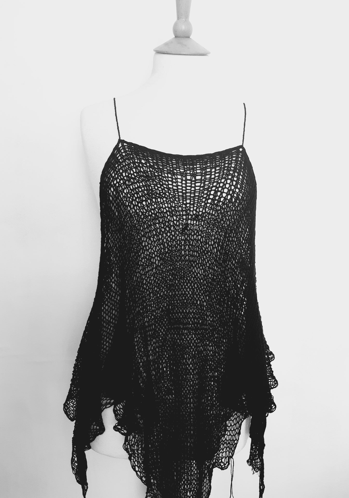 Black Loose Knit Double Layer Vest Top