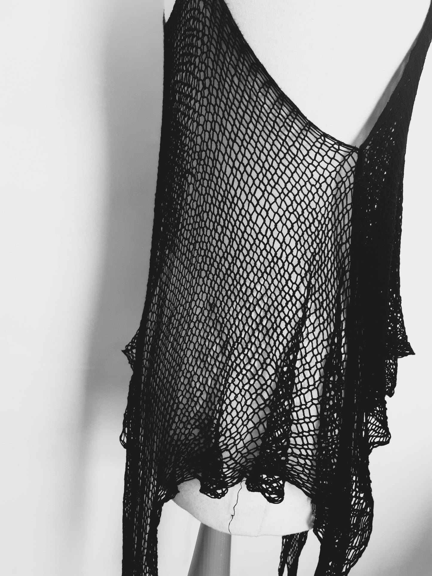 Black Loose Knit Double Layer Vest Top