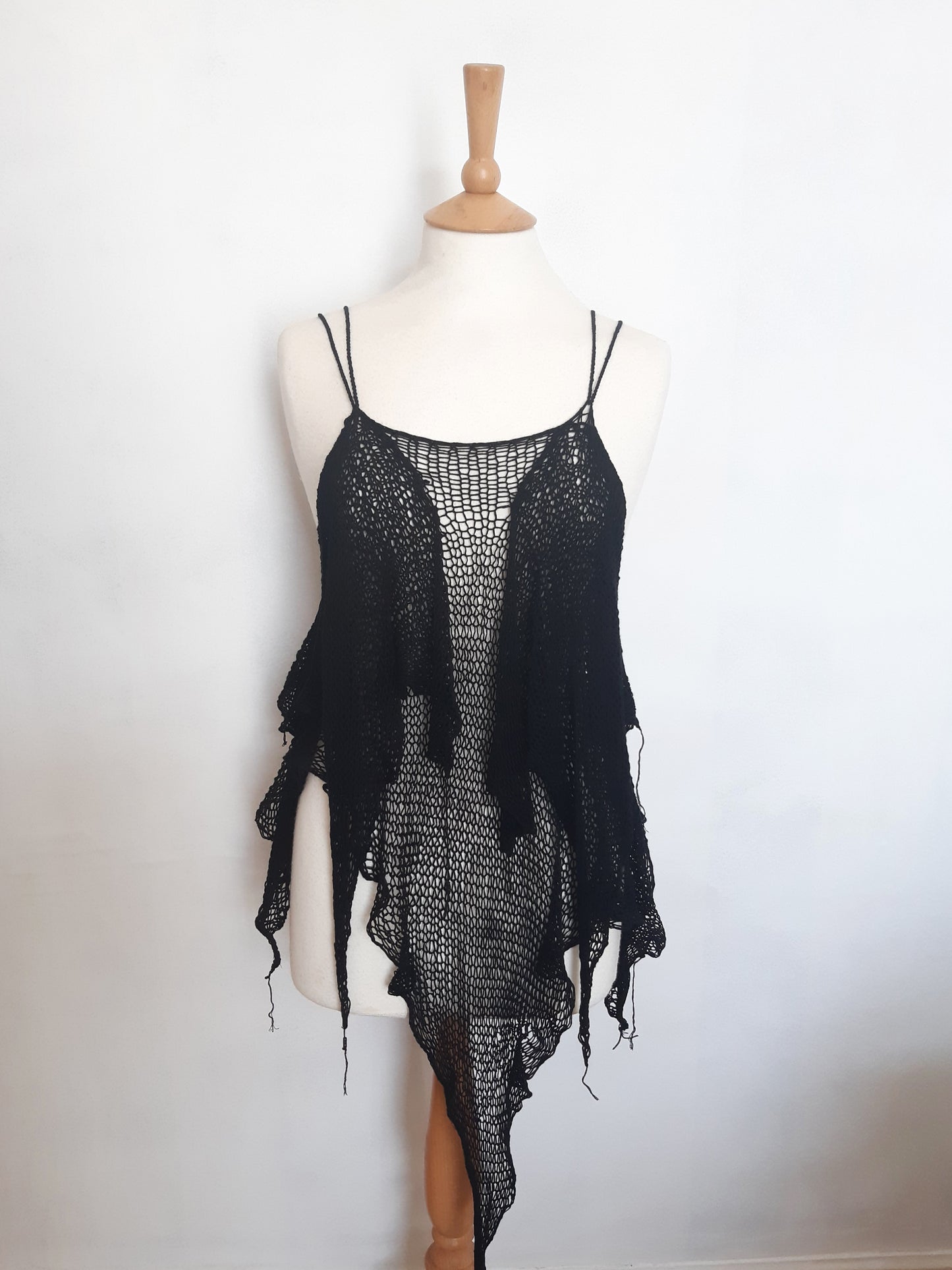 Loose Knit Layered Top Black