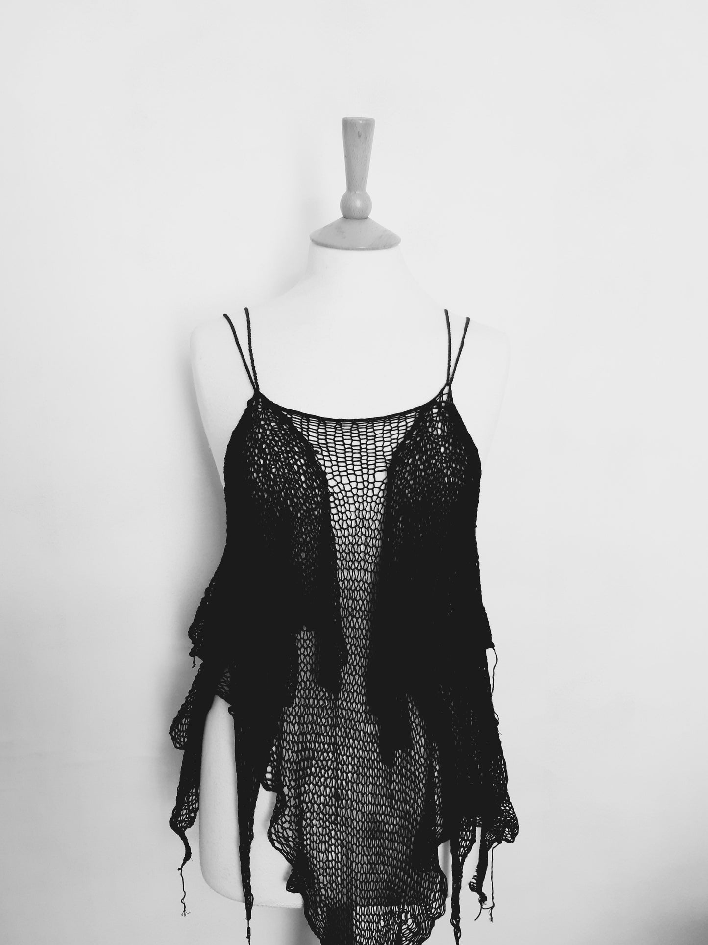 Loose Knit Layered Top Black